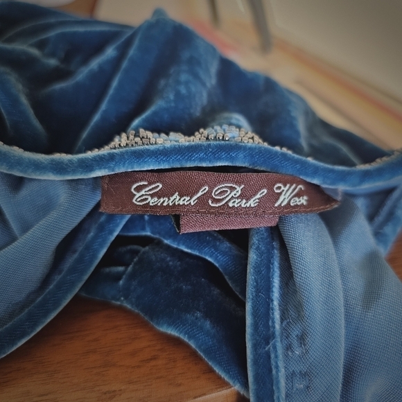 Velvet spaghetti strap baby doll with beaded inlay boho chic . - Picture 6 of 6